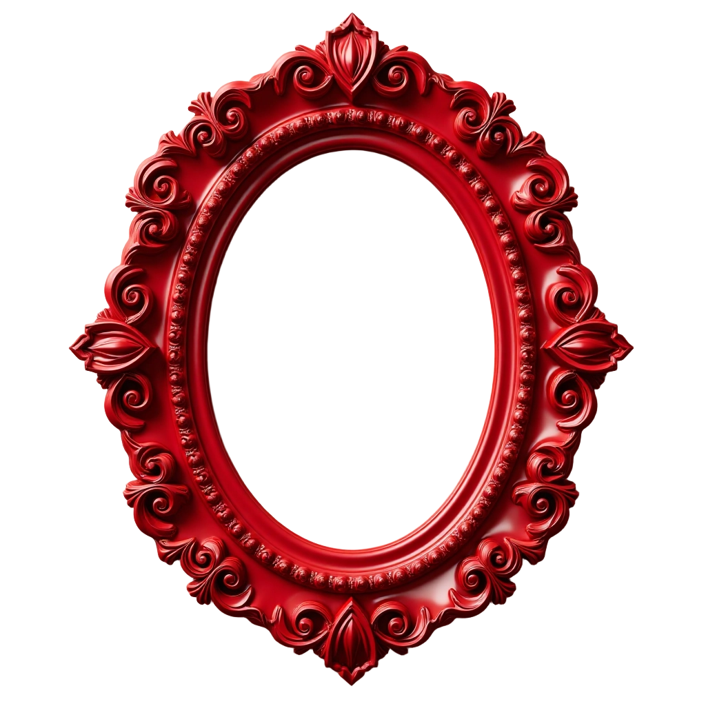 Ornate Red Oval Frame